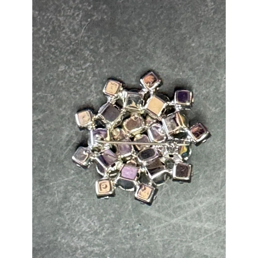 Vintage Faceted Rhinestone Brooch Dress Pin - Picture 5 of 5